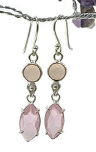 Load image into Gallery viewer, Rose Quartz Earrings, Sterling Silver, Double Drops, Romance Stone, Love Rock - GemzAustralia 