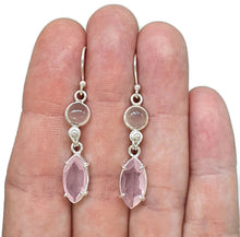 Load image into Gallery viewer, Rose Quartz Earrings, Sterling Silver, Double Drops, Romance Stone, Love Rock - GemzAustralia 