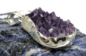 Druzy Amethyst Pendant, Natural Shape, Sterling Silver, February Birthstone, Spiritual - GemzAustralia 