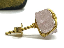 Load image into Gallery viewer, Raw Rose Quartz Stud, Gold Plated Sterling Silver, Rough gemstone, Romance Stone - GemzAustralia 