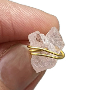 Raw Rose Quartz Stud, Gold Plated Sterling Silver, Rough gemstone, Romance Stone - GemzAustralia 