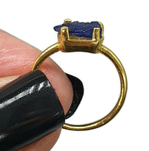 Load image into Gallery viewer, Blue Sapphire Ring, Size 7, 14K gold plated Sterling Silver, Raw Sapphire - GemzAustralia 