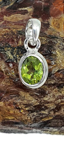 Oval Peridot Pendant, August Birthstone, 1.4 carats, Sterling Silver, Protection Stone - GemzAustralia 