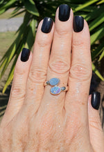 Load image into Gallery viewer, Australian Opal Ring, size 10, Sterling Silver, Blue, Green, Pink &amp; Gold Opal, Love and Passion - GemzAustralia 