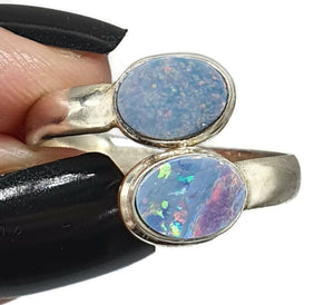 Australian Opal Ring, size 10, Sterling Silver, Blue, Green, Pink & Gold Opal, Love and Passion - GemzAustralia 