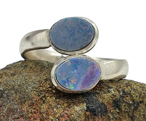 Australian Opal Ring, size 10, Sterling Silver, Blue, Green, Pink & Gold Opal, Love and Passion - GemzAustralia 