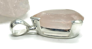 Rose Quartz Pendant, 31 Carats, Sterling Silver, Pear Faceted, Love Gem - GemzAustralia 