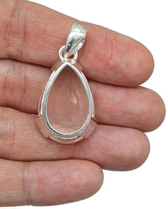 Rose Quartz Pendant, 31 Carats, Sterling Silver, Pear Faceted, Love Gem - GemzAustralia 