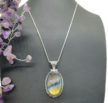 Load image into Gallery viewer, Purple Labradorite Pendant with flashes of Green, Gold &amp; Blue, Sterling Silver, Oval Shaped - GemzAustralia 