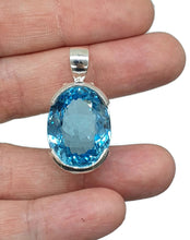 Load image into Gallery viewer, Swiss Blue Topaz Pendant, Sterling Silver, Oval Faceted, 36 carats, December Birthstone - GemzAustralia 