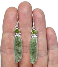 Load image into Gallery viewer, Peridot &amp; Raw Green Kyanite Earrings, Sterling Silver, Peace and Tranquility Stone - GemzAustralia 