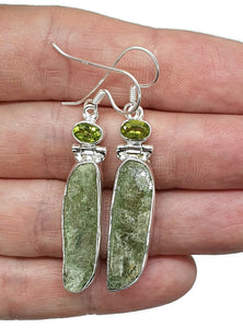 Peridot & Raw Green Kyanite Earrings, Sterling Silver, Peace and Tranquility Stone - GemzAustralia 