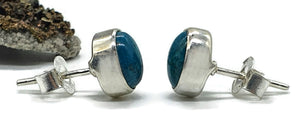 Chrysocolla Stud Earrings, Oval Shaped, Sterling Silver, Green Blue Gemstone - GemzAustralia 