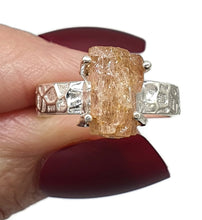 Load image into Gallery viewer, Imperial Topaz Ring, Size 7.25, Sterling Silver, Raw Gemstone, Designer Band, Natural - GemzAustralia 