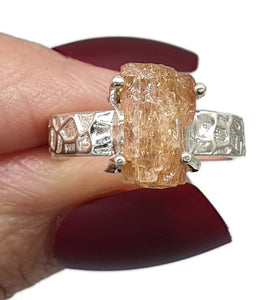 Imperial Topaz Ring, Size 7.25, Sterling Silver, Raw Gemstone, Designer Band, Natural - GemzAustralia 