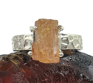 Imperial Topaz Ring, Size 7.25, Sterling Silver, Raw Gemstone, Designer Band, Natural - GemzAustralia 