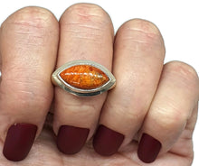 Load image into Gallery viewer, Red Turquoise Ring, Size 9, Sterling Silver, Marquise Shaped, Side Set Stone - GemzAustralia 