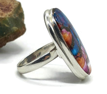 Load image into Gallery viewer, Oyster Turquoise Ring with Pink Opal, Size 10, Oval Shaped, Sterling Silver - GemzAustralia 