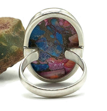 Load image into Gallery viewer, Oyster Turquoise Ring with Pink Opal, Size 10, Oval Shaped, Sterling Silver - GemzAustralia 