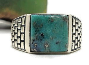 Turquoise Ring, Size 9, Sterling Silver, Square Shape, Protection Stone, Love Stone - GemzAustralia 