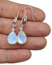 Load image into Gallery viewer, Rainbow Moonstone and Amethyst Earrings, Sterling Silver, February &amp; June Birthstones - GemzAustralia 