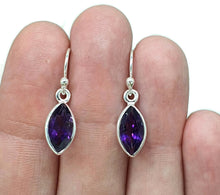 Load image into Gallery viewer, Deep Purple Amethyst Earrings, Sterling Silver, Marquise Shaped, Powerful Gemstone - GemzAustralia 