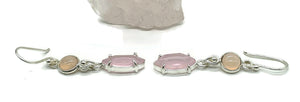 Rose Quartz Earrings, Sterling Silver, Double Drops, Romance Stone, Love Rock - GemzAustralia 