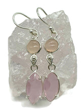 Load image into Gallery viewer, Rose Quartz Earrings, Sterling Silver, Double Drops, Romance Stone, Love Rock - GemzAustralia 