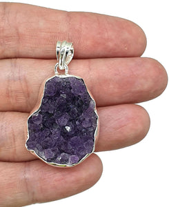 Druzy Amethyst Pendant, Natural Shape, Sterling Silver, February Birthstone, Spiritual - GemzAustralia 