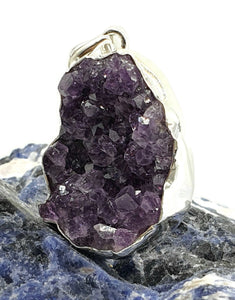 Druzy Amethyst Pendant, Natural Shape, Sterling Silver, February Birthstone, Spiritual - GemzAustralia 