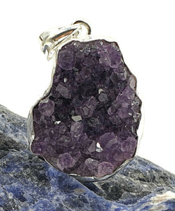 Druzy Amethyst Pendant, Natural Shape, Sterling Silver, February Birthstone, Spiritual - GemzAustralia 