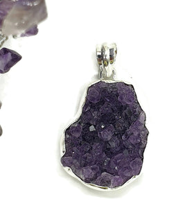 Druzy Amethyst Pendant, Natural Shape, Sterling Silver, February Birthstone, Spiritual - GemzAustralia 