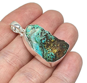 Tibetan Turquoise Pendant, Sterling Silver, Protection Stone, Love Rock, December Birthstone - GemzAustralia 