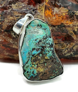 Tibetan Turquoise Pendant, Sterling Silver, Protection Stone, Love Rock, December Birthstone - GemzAustralia 