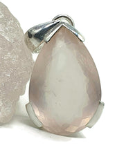 Load image into Gallery viewer, Rose Quartz Pendant, 31 Carats, Sterling Silver, Pear Faceted, Love Gem - GemzAustralia 