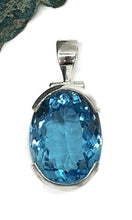 Load image into Gallery viewer, Swiss Blue Topaz Pendant, Sterling Silver, Oval Faceted, 36 carats, December Birthstone - GemzAustralia 