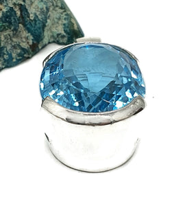 Swiss Blue Topaz Pendant, Sterling Silver, Oval Faceted, 36 carats, December Birthstone - GemzAustralia 