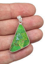 Load image into Gallery viewer, Green Mojave Turquoise Pendant, Sterling Silver, Triangle Shaped, Copper Turquoise - GemzAustralia 