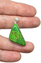 Load image into Gallery viewer, Green Mojave Turquoise Pendant, Sterling Silver, Triangle Shaped, Copper Turquoise - GemzAustralia 