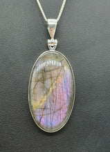 Load image into Gallery viewer, Stunning Purple Labradorite Pendant, Sterling Silver, Long Oval Shaped, Magical Gemstone - GemzAustralia 