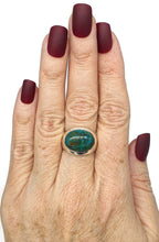 Load image into Gallery viewer, Chrysocolla Ring, Size 8, Sterling Silver, Oval Shaped, Turquoise Blue Gem - GemzAustralia 