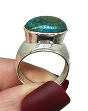 Load image into Gallery viewer, Chrysocolla Ring, Size 8, Sterling Silver, Oval Shaped, Turquoise Blue Gem - GemzAustralia 