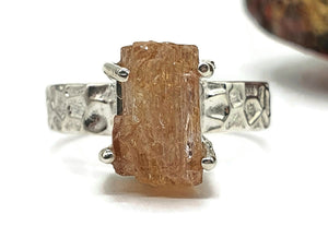 Imperial Topaz Ring, Size 7.25, Sterling Silver, Raw Gemstone, Designer Band, Natural - GemzAustralia 