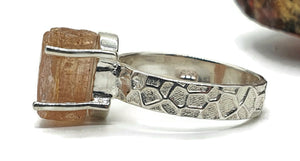 Imperial Topaz Ring, Size 7.25, Sterling Silver, Raw Gemstone, Designer Band, Natural - GemzAustralia 