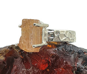 Imperial Topaz Ring, Size 7.25, Sterling Silver, Raw Gemstone, Designer Band, Natural - GemzAustralia 
