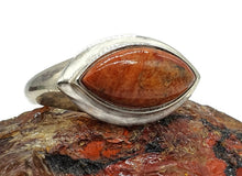 Load image into Gallery viewer, Red Turquoise Ring, Size 9, Sterling Silver, Marquise Shaped, Side Set Stone - GemzAustralia 