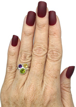 Load image into Gallery viewer, Multi Gemstone Ring, Size 7, Sterling Silver, Peridot, Amethyst &amp; Citrine - GemzAustralia 