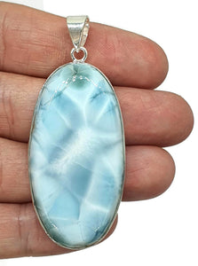 Statement oval Larimar Pendant, Dolphin Stone, Stone of Atlantis, Sterling Silver - GemzAustralia 