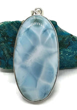 Load image into Gallery viewer, Statement oval Larimar Pendant, Dolphin Stone, Stone of Atlantis, Sterling Silver - GemzAustralia 