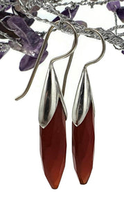 Carnelian Earrings, Artist's Stone, Warm Vibrant Gem, Marquise Shape, Sterling Silver - GemzAustralia 